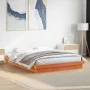 Solid pine wood LED bed frame in brown wax finish 160x200cm by , Beds and slatted bases - Ref: Foro24-844416, Price: 140,83 €...