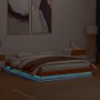 Solid pine wood LED bed frame in brown wax finish 160x200cm by , Beds and slatted bases - Ref: Foro24-844416, Price: 142,27 €...
