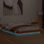 Solid pine wood LED bed frame in brown wax finish 160x200cm by , Beds and slatted bases - Ref: Foro24-844416, Price: 140,83 €...