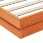 Solid pine wood LED bed frame in brown wax finish 160x200cm by , Beds and slatted bases - Ref: Foro24-844416, Price: 140,83 €...