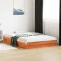 Solid pine wood LED bed frame in brown wax finish 140x200cm by , Beds and slatted bases - Ref: Foro24-844414, Price: 133,96 €...