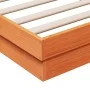 Solid pine wood LED bed frame in brown wax finish 140x200cm by , Beds and slatted bases - Ref: Foro24-844414, Price: 133,96 €...