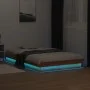 Solid pine wood LED bed frame in brown wax finish 140x190cm by , Beds and slatted bases - Ref: Foro24-844423, Price: 131,41 €...