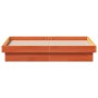 Massivholz-LED-Bettgestell aus Kiefer in brauner Wachsfarbe, 140x190 cm. von , Betten und Lattenroste - Ref: Foro24-844423, P...