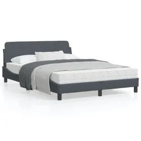 Bed frame with dark gray velvet headboard 140x190 cm by , Beds and slatted bases - Ref: Foro24-373173, Price: 140,72 €, Disco...