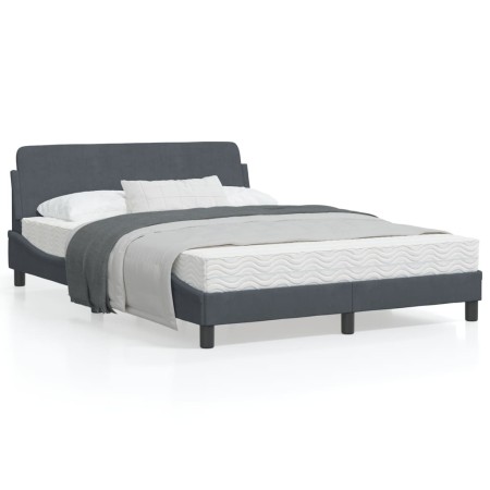 Bed frame with dark gray velvet headboard 140x190 cm by , Beds and slatted bases - Ref: Foro24-373173, Price: 142,91 €, Disco...