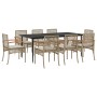 Set comedor de jardín 9 pzas con cojines ratán sintético beige by , Garden sets - Ref: Foro24-3213630, Price: 691,67 €, Disco...