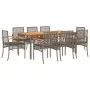 Garten-Essgruppe, 9-teilig, mit grauen Polstern aus synthetischem Rattan. von , Gartensets - Ref: Foro24-3213574, Preis: 671,...