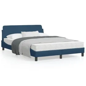Bed frame with blue fabric headboard 140x190 cm by , Beds and slatted bases - Ref: Foro24-373171, Price: 174,37 €, Discount: %