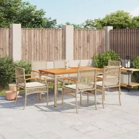 7-teiliges Garten-Esszimmer-Set mit Kissen synthetisches Rattan beige von , Gartensets - Ref: Foro24-3213581, Preis: 547,79 €...