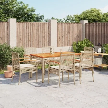 7-piece garden dining set with beige synthetic rattan cushions by , Garden sets - Ref: Foro24-3213581, Price: 549,52 €, Disco...
