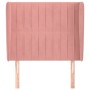 Cabecero con orejas de terciopelo rosa 103x23x118/128 cm