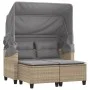 Sofá de jardín 2 plazas con toldo y taburetes ratán PE beige by , Outdoor sofas - Ref: Foro24-365785, Price: 323,43 €, Discou...