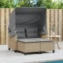Sofá de jardín 2 plazas con toldo y taburetes ratán PE beige by , Outdoor sofas - Ref: Foro24-365785, Price: 323,43 €, Discou...