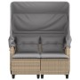 Gartensofa für 2 Personen mit Markise und Hockern aus beigem PE-Rattan. von , Outdoor-Sofas - Ref: Foro24-365785, Preis: 285,...