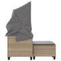 Gartensofa für 2 Personen mit Markise und Hockern aus beigem PE-Rattan. von , Outdoor-Sofas - Ref: Foro24-365785, Preis: 285,...