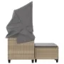 Sofá de jardín 2 plazas con toldo y taburetes ratán PE beige by , Outdoor sofas - Ref: Foro24-365785, Price: 323,43 €, Discou...