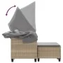 Sofá de jardín 2 plazas con toldo y taburetes ratán PE beige by , Outdoor sofas - Ref: Foro24-365785, Price: 323,43 €, Discou...