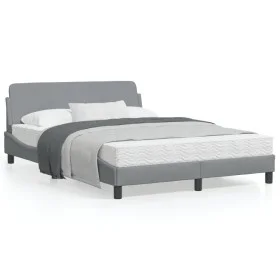 Bed frame with light gray fabric headboard 140x190 cm by , Beds and slatted bases - Ref: Foro24-373165, Price: 141,52 €, Disc...