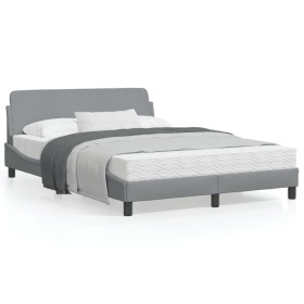 Bettgestell mit hellgrauem Stoffkopfteil 140x190 cm von , Betten und Lattenroste - Ref: Foro24-373165, Preis: 143,58 €, Rabat...