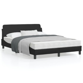 Bettgestell mit Kunstleder-Kopfteil in Schwarz 140x190cm von , Betten und Lattenroste - Ref: Foro24-373178, Preis: 142,63 €, ...