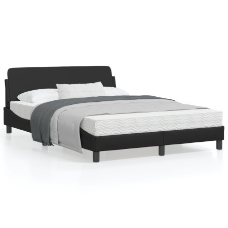 Estructura de cama con cabecero cuero sintético negro 140x190cm de , Camas y somieres - Ref: Foro24-373178, Precio: 142,63 €,...