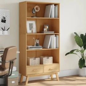 Estantería de 4 niveles OLDEN madera maciza de pino marrón by , Bookcases and shelves - Ref: Foro24-358612, Price: 213,63 €, ...