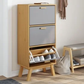 Zapatero OLDEN madera maciza de pino gris y marrón 55x35x120 cm by , Shoe racks and shoe organizers - Ref: Foro24-358619, Pri...