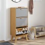 Schuhregal aus massiver Kiefer in Grau und Braun, 55x35x120 cm. von , Schuhregale und Schuhorganisatoren - Ref: Foro24-358619...
