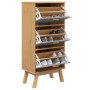 Schuhregal aus massiver Kiefer in Grau und Braun, 55x35x120 cm. von , Schuhregale und Schuhorganisatoren - Ref: Foro24-358619...
