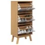 Schuhregal aus massiver Kiefer in Grau und Braun, 55x35x120 cm. von , Schuhregale und Schuhorganisatoren - Ref: Foro24-358619...