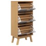 Schuhregal aus massiver Kiefer in Grau und Braun, 55x35x120 cm. von , Schuhregale und Schuhorganisatoren - Ref: Foro24-358619...