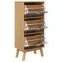 Schuhregal aus massiver Kiefer in Grau und Braun, 55x35x120 cm. von , Schuhregale und Schuhorganisatoren - Ref: Foro24-358619...