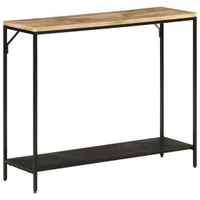 Mesa consola madera maciza mango rugosa y hierro 90x30x75 cm by , Side tables - Ref: Foro24-372729, Price: 95,58 €, Discount: %