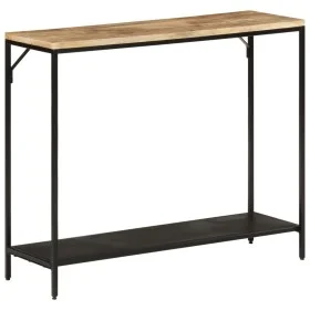 Mesa consola madera maciza mango rugosa y hierro 90x30x75 cm by , Side tables - Ref: Foro24-372729, Price: 86,49 €, Discount: %