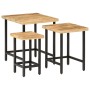 Mesas apilables 3 piezas madera de mango rugosa maciza y hierro by , Side tables - Ref: Foro24-372736, Price: 74,63 €, Discou...