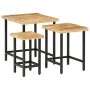 Mesas apilables 3 piezas madera de mango rugosa maciza y hierro de , Mesas auxiliares - Ref: Foro24-372736, Precio: 51,65 €, ...