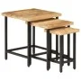 Mesas apilables 3 piezas madera de mango rugosa maciza y hierro de , Mesas auxiliares - Ref: Foro24-372736, Precio: 51,65 €, ...