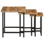 Mesas apilables 3 piezas madera de mango rugosa maciza y hierro by , Side tables - Ref: Foro24-372736, Price: 74,63 €, Discou...