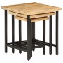 Mesas apilables 3 piezas madera de mango rugosa maciza y hierro by , Side tables - Ref: Foro24-372736, Price: 74,63 €, Discou...
