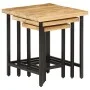 Mesas apilables 3 piezas madera de mango rugosa maciza y hierro de , Mesas auxiliares - Ref: Foro24-372736, Precio: 51,65 €, ...