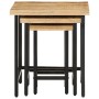 Mesas apilables 3 piezas madera de mango rugosa maciza y hierro by , Side tables - Ref: Foro24-372736, Price: 74,63 €, Discou...