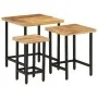 Mesas apilables 3 piezas madera de mango rugosa maciza y hierro de , Mesas auxiliares - Ref: Foro24-372736, Precio: 51,65 €, ...