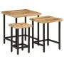 Mesas apilables 3 piezas madera de mango rugosa maciza y hierro de , Mesas auxiliares - Ref: Foro24-372736, Precio: 51,65 €, ...