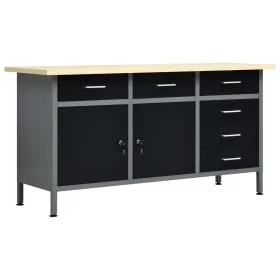 Banco de trabajo de acero negro 160x60x85 cm de vidaXL, Mesas de trabajo - Ref: Foro24-145348, Precio: 488,88 €, Descuento: %