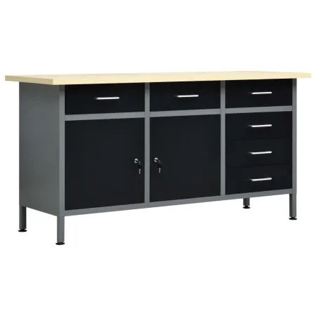Werkbank aus schwarzem Stahl, 160 x 60 x 85 cm von vidaXL, Arbeitstische - Ref: Foro24-145348, Preis: 488,88 €, Rabatt: %