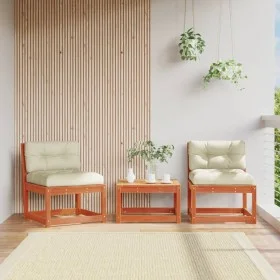 Gartensofas mit 2 Kissen aus massivem Pinienholz in brauner Wachsfarbe. von , Outdoor-Sofas - Ref: Foro24-844706, Preis: 165,...