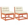 Sofás jardín con cojines 2 uds madera maciza pino marrón cera de , Sofás de exterior - Ref: Foro24-844706, Precio: 167,00 €