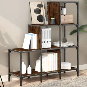 Regal aus Holz, Ingenieurwesen und Metall, Eiche geräuchert, 92x30x102 cm. von , Bücherregale und Regale - Ref: Foro24-845438...