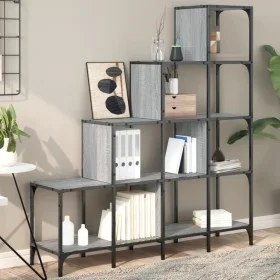 Estantería madera ingeniería y metal gris Sonoma 122x30x132 cm by , Bookcases and shelves - Ref: Foro24-845444, Price: 90,69 ...